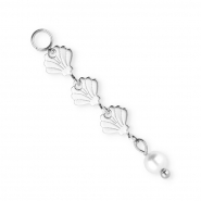 BY31® Breloques en acier inox à maille coquille Argenté-blanc