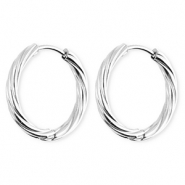 BY31&reg; Boucles d'oreilles / cr&eacute;oles en acier Inox torsad&eacute; Argent&eacute;