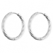 BY31&reg; Boucles d'oreilles / cr&eacute;oles en acier Inox torsad&eacute; Argent&eacute;