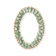 Pendentifs facettées ovale Vert-pearl shine coating-doré