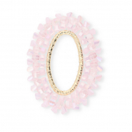 Pendentifs facett&eacute;es ovale Rose clair AB-dor&eacute;