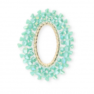 Pendentifs facettées ovale Turquoise menthe AB-doré