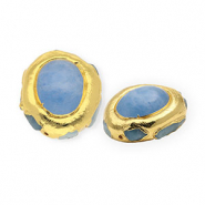 Perles en pierre naturelle Statement aigue-marine ovale Doré-bleu