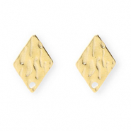 Apprêts en acier Inox boucles d'oreilles / puces d’oreilles losange avec anneau Doré