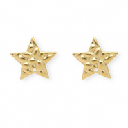 Apprêts en acier Inox boucles d'oreilles / puces d’oreilles étoile avec anneau Doré