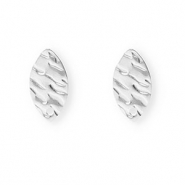 Apprêts en acier Inox boucles d'oreilles / puces d’oreilles ovale avec anneau Argenté