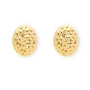 Apprêts en acier Inox boucles d'oreilles / puces d’oreilles ovale avec anneau Doré