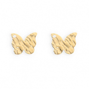 Apprêts en acier Inox boucles d'oreilles / puces d’oreilles papillon avec anneau Doré