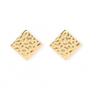 Apprêts en acier Inox boucles d'oreilles / puces d’oreilles carré avec anneau Doré