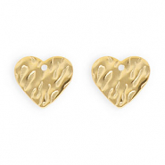 Apprêts en acier Inox boucles d'oreilles / puces d’oreilles coeur avec anneau Doré