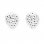 Apprêts en acier Inox boucles d'oreilles / puces d’oreilles goutte avec anneau Argenté