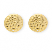 Apprêts en acier Inox boucles d'oreilles / puces d’oreilles rond avec anneau Doré