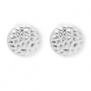 Apprêts en acier Inox boucles d'oreilles / puces d’oreilles rond avec anneau Argenté