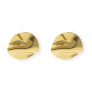 Apprêts en acier Inox boucles d'oreilles / puces d’oreilles irrégulières rond avec anneau Doré