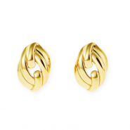 Apprêts en acier Inox boucles d'oreilles / puces d’oreilles ovale avec anneau Doré
