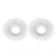 Apprêts en acier Inox boucles d'oreilles / puces d’oreilles soleil avec anneau Argenté