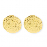 Apprêts en acier Inox boucles d'oreilles / puces d’oreilles rond avec anneau Doré