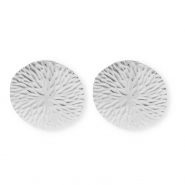 Apprêts en acier Inox boucles d'oreilles / puces d’oreilles rond avec anneau Argenté