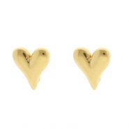 Apprêts en acier Inox boucles d'oreilles / puces d’oreilles coeur avec anneau Doré