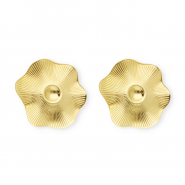 Apprêts en acier Inox boucles d'oreilles / puces d’oreilles fleur avec anneau Doré