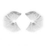Apprêts en acier Inox boucles d'oreilles / puces d’oreilles en forme de C avec anneau Argenté