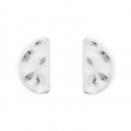 Apprêts en acier Inox boucles d'oreilles / puces d’oreilles semi-circulaire avec anneau Argenté