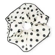 Elastique pour cheveux chouchou XL pois Blanc-noir