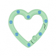 Apprêts colorés anneau porte-clés coeur Vert-bleu