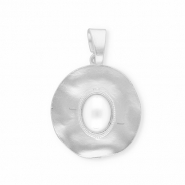 Pendentifs accroche-regard rond avec imitations perle ovale Argenté-blanc