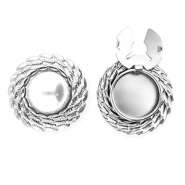Cache-boutons en acier Inox rond avec imitations perle Argent&eacute;-blanc