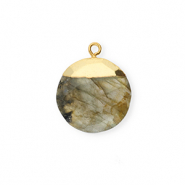 Breloque en pierre naturelle Labradorite rond Gris-doré