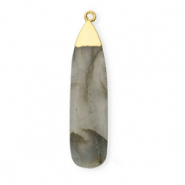 Breloque en pierre naturelle Labradorite goutte Gris-doré