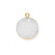 Breloque en pierre naturelle Quartz rond Blanc-doré