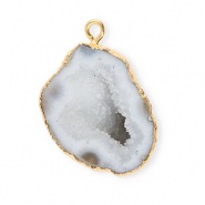 Breloque en pierre naturelle Quartz Gris-doré