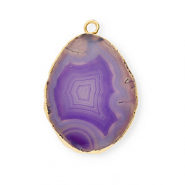 Breloque en pierre naturelle Agate Blanc-violet-doré