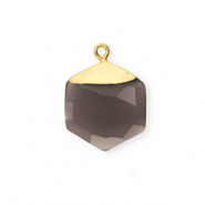 Breloque en pierre naturelle Quartz hexagone Taupe-doré
