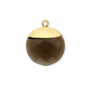 Breloque en pierre naturelle Quartz rond Taupe-doré