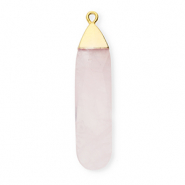 Breloque en pierre naturelle Quartz goutte Rose clair-doré