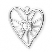 Breloques en acier Inox avec strass coeur Argenté-cristal