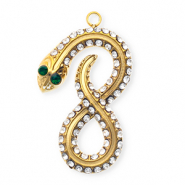Breloques en acier Inox avec strass infini / serpent Doré-cristal-vert