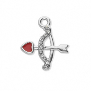 Breloques en acier Inox avec strass arc et flèches Argenté-cristal-rouge