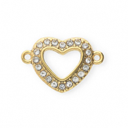 Apprêts en acier Inox connecteur avec strass coeur Doré-cristal
