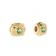Perles en acier Inox spacer avec strass 6 mm Doré-vert