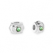 Perles en acier Inox spacer avec strass 6 mm Argenté-vert