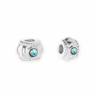 Perles en acier Inox spacer avec strass 6 mm Argenté-bleu