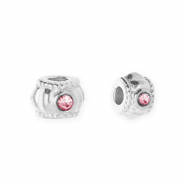 Perles en acier Inox spacer avec strass 6 mm Argenté-rose
