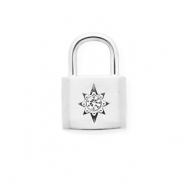 Breloques en acier Inox avec strass fermoir avec étoile Argenté-cristal