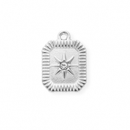 Breloques en acier Inox avec strass octogone allongé Argenté-cristal