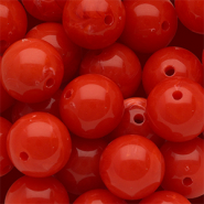 Perles acryliques 14 mm rond Rouge-blanc marbr&eacute;