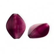 Perles acryliques rhombe Violet aubergine-blanc marbr&eacute;